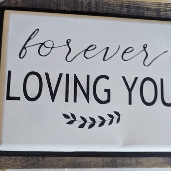 NWT Primitive 'Forever Loving You' Farmhouse Enamel Wood Slat Home Wall Decor - Picture 3 of 8